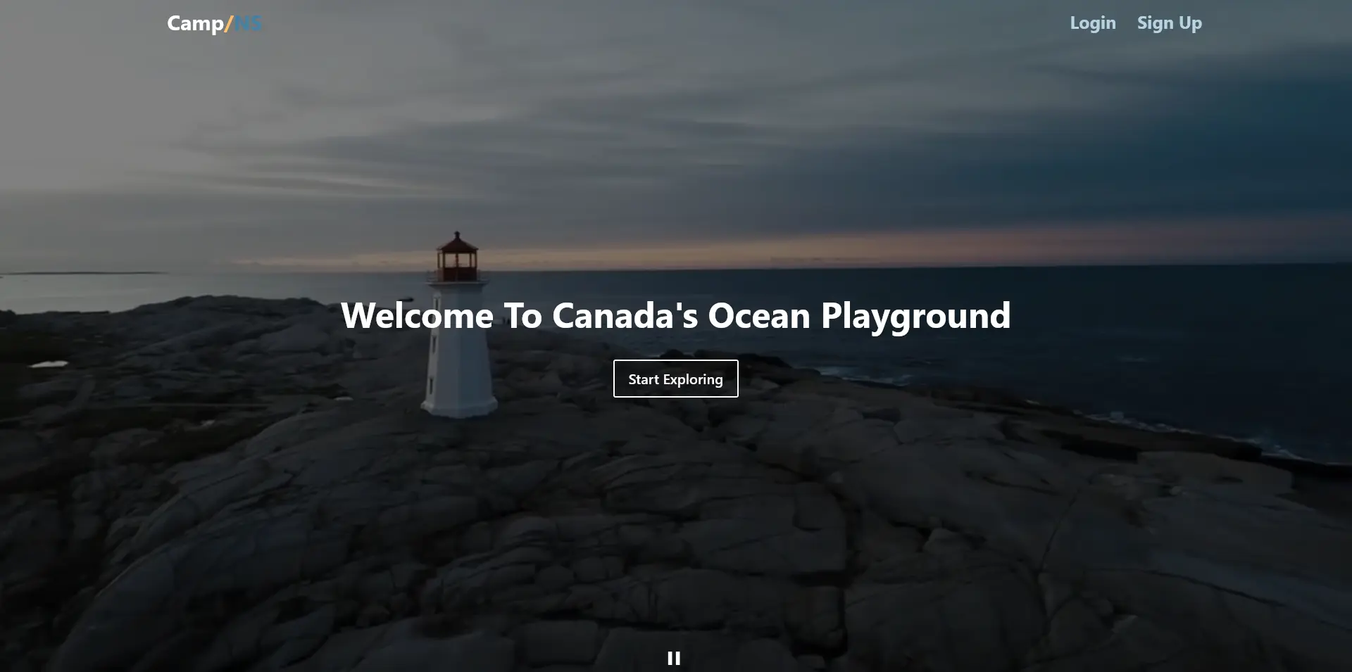 CampNS Website Screenshot of the Main Front Page